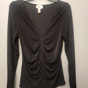 New York & Company Shimmering Black Long Sleeve Top